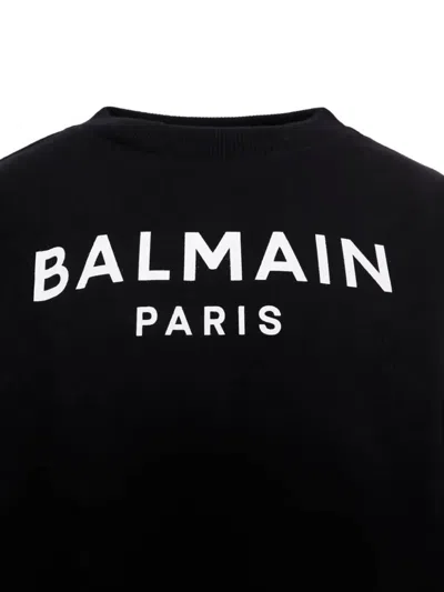 Balmain Logo Cotton Jersey Sweatshirt In Black