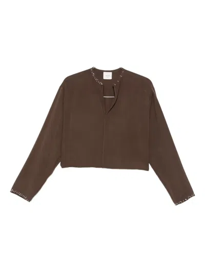 Alysi Embellished-trim Top In Brown