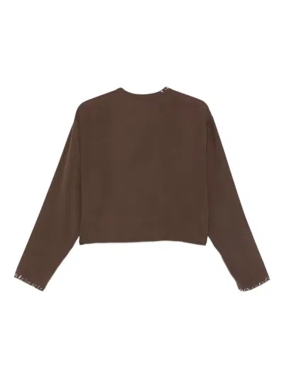Alysi Embellished-trim Top In Brown