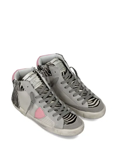 Philippe Model Zebra-print Leather High-top Trainers