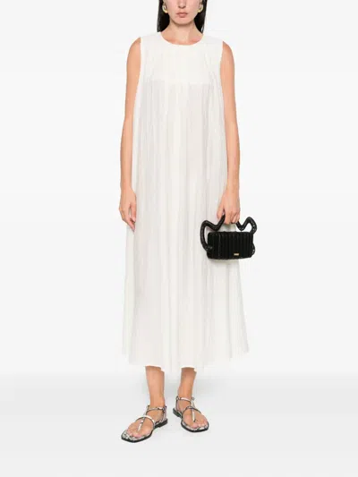 Eleh Pleated Sleeveless Midi Dress In White