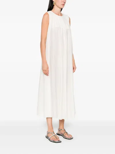 Eleh Pleated Sleeveless Midi Dress In White