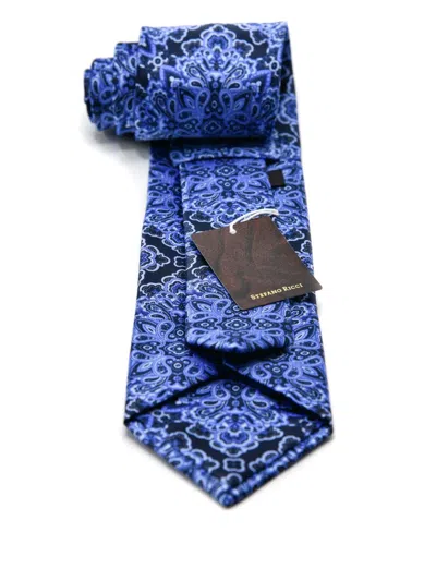 Stefano Ricci Paisley Patterned Silk Tie In Blue