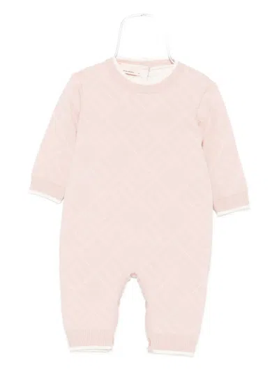 Elisabetta Franchi La Mia Bambina Monogam-pattern Romper In Pink