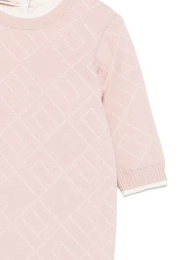 Elisabetta Franchi La Mia Bambina Monogam-pattern Romper In Pink