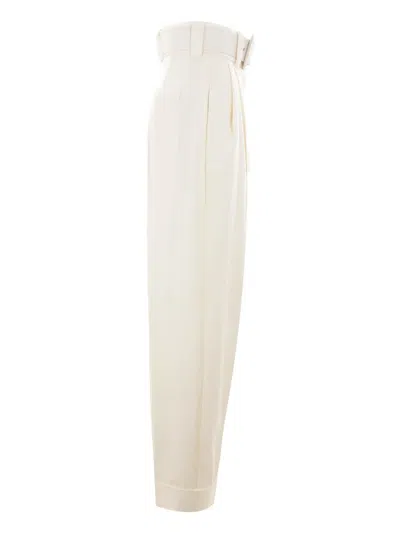 Max Mara Belted Trousers In Neutral