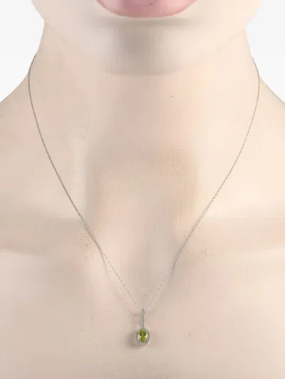 Pre-owned Lb Exclusive 14kt White Gold Peridot Pendant Necklace