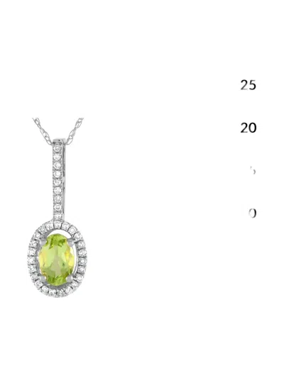 Pre-owned Lb Exclusive 14kt White Gold Peridot Pendant Necklace