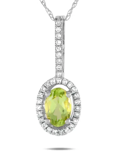 Pre-owned Lb Exclusive 14kt White Gold Peridot Pendant Necklace