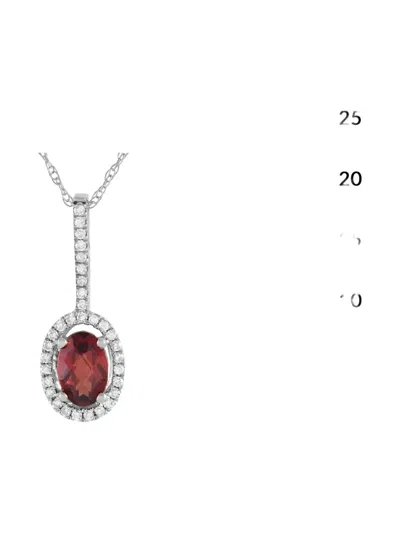 Pre-owned Lb Exclusive 14kt White Gold Garnet Pendant Necklace