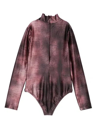 Elisabetta Franchi La Mia Bambina Patterned High-neck Bodysuit In Brown