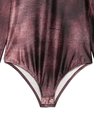 Elisabetta Franchi La Mia Bambina Patterned High-neck Bodysuit In Brown