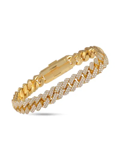 Pre-owned Lb Exclusive 14kt Yellow Gold Cuban-link Diamond Bracelet