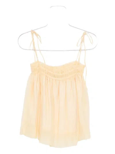 Eleh Smocked Pleated Top In Yellow