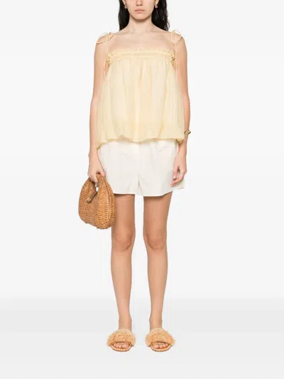 Eleh Smocked Pleated Top In Yellow