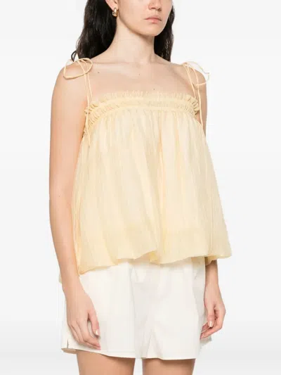 Eleh Smocked Pleated Top In Yellow