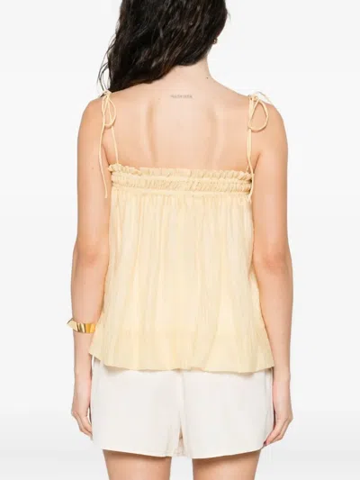 Eleh Smocked Pleated Top In Yellow