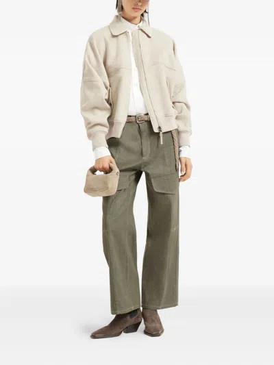 Brunello Cucinelli Cargo-pocket Cotton Trousers In Green