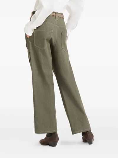 Brunello Cucinelli Cargo-pocket Cotton Trousers In Green
