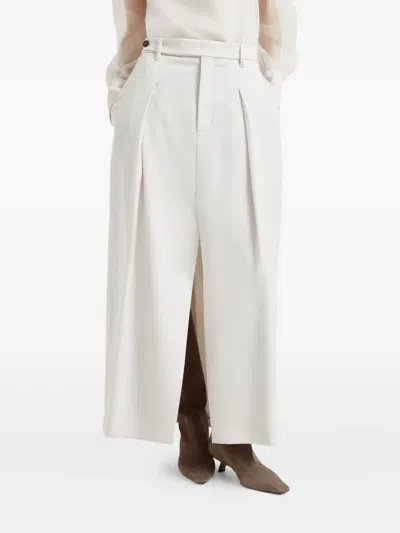 Brunello Cucinelli Pleated Front-split Maxi Skirt