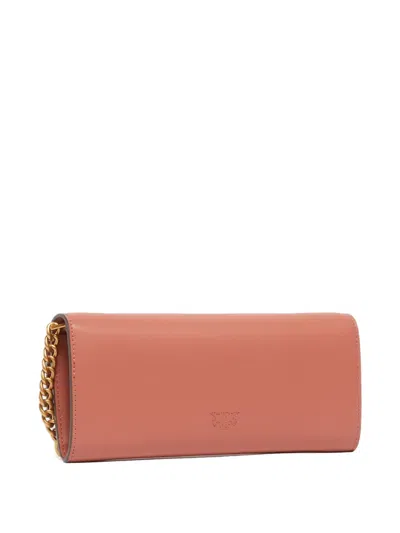 Pinko Chain-strap Leather Wallet In Pink