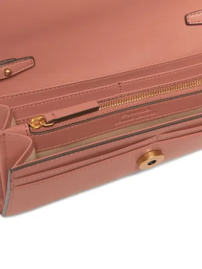 Pinko Chain-strap Leather Wallet In Pink