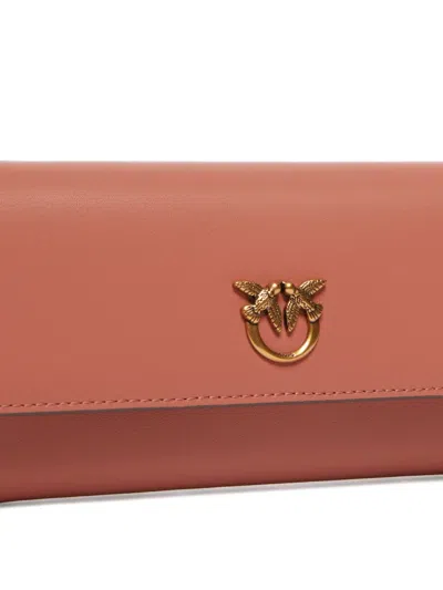 Pinko Chain-strap Leather Wallet In Pink