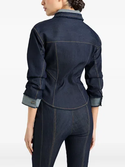 Cinq À Sept Canyon Jacke Frayed-detail Denim Jacket In Blue