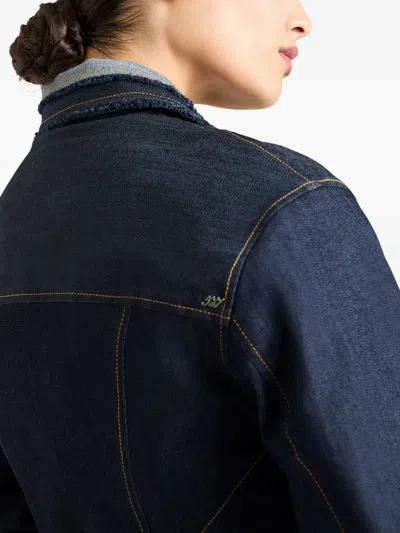 Cinq À Sept Canyon Jacke Frayed-detail Denim Jacket In Blue