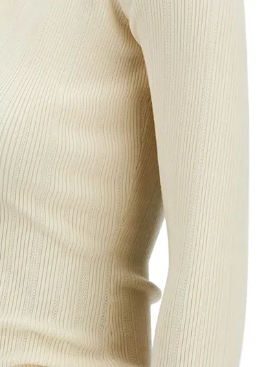 Elisabetta Franchi Chain-detail Ribbed Sweater In Neutral