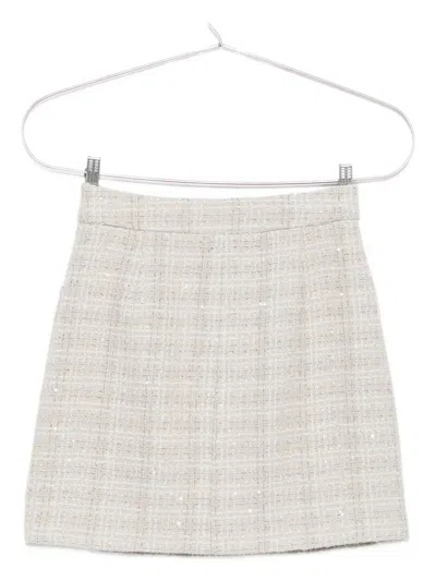 Emporio Armani Tweed Check-print Sequin-detail Mini Skirt In Gray