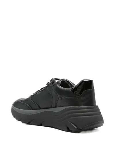 Geox Diamanta Leather Chunky Sole Sneakers In Black