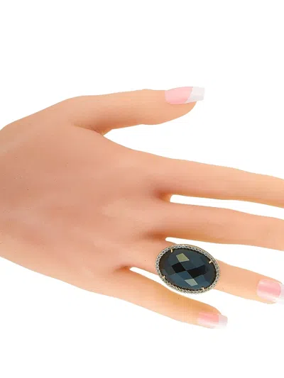 Pre-owned Roberto Coin 18k Yellow Gold Onyx And Diamond Ring In Pink