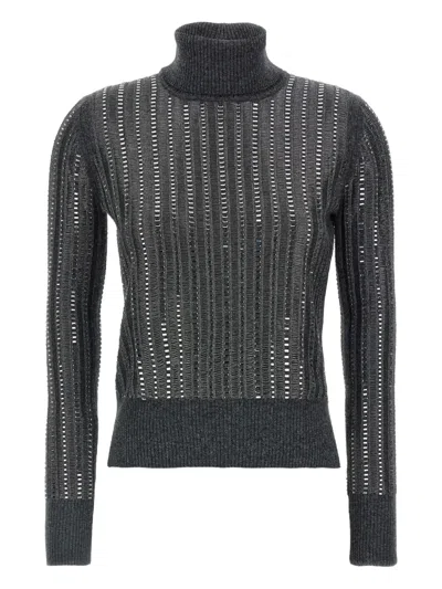 Ermanno Scervino Crystal Sweater Sweaters And Cardigans Gray In Black