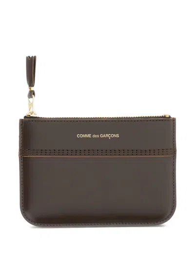 Comme Des Garçons Play Zip-fastening Leather Card Holder In Brown
