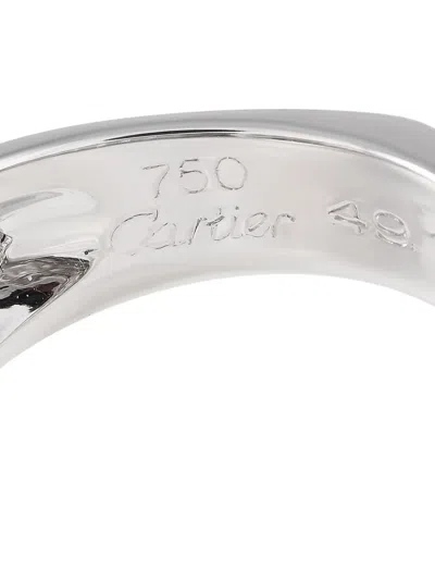 Pre-owned Cartier 18k White Gold Juliette Diamond And Pearl Ring In Silver