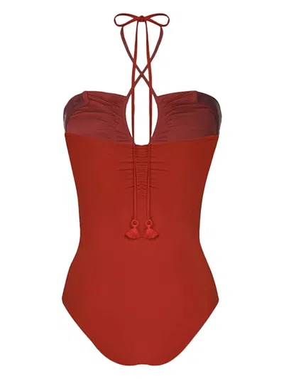 Johanna Ortiz Halterneck Keyhole Swimsuit In Red