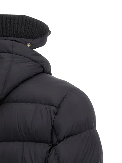Herno Quilted Black Down Jacket With Detachable Hood In Blue