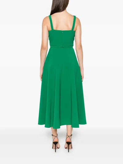 Safiyaa Square-neck Flared Midi Day Dress In Green