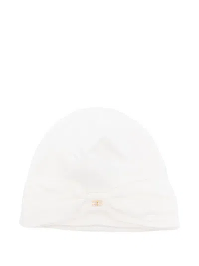 Elisabetta Franchi La Mia Bambina Bow-embellished Beanie In White