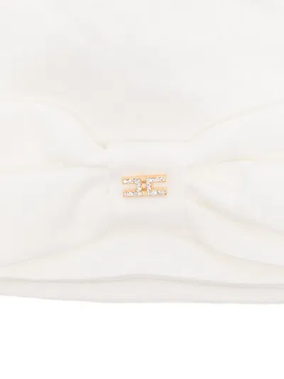 Elisabetta Franchi La Mia Bambina Bow-embellished Beanie In White