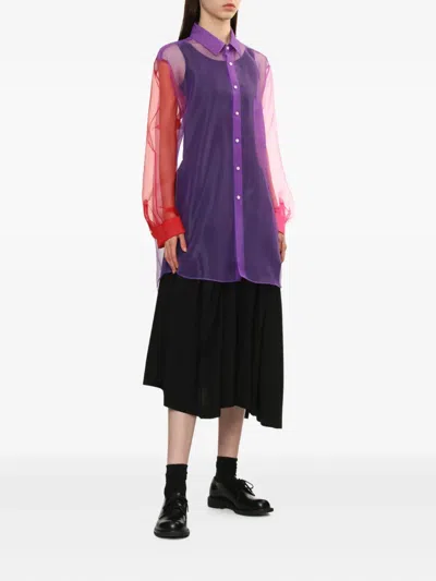 Comme Des Garçons Colour-block Sheer Shirt In Purple