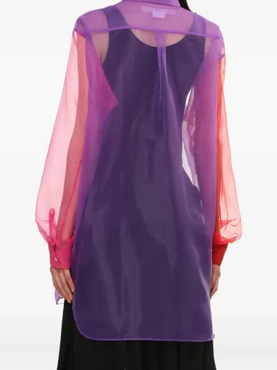Comme Des Garçons Colour-block Sheer Shirt In Purple