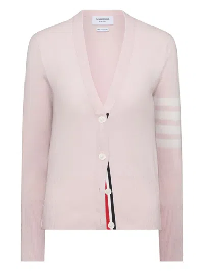 Thom Browne Four-bar Cashmere Cardigan In Pink
