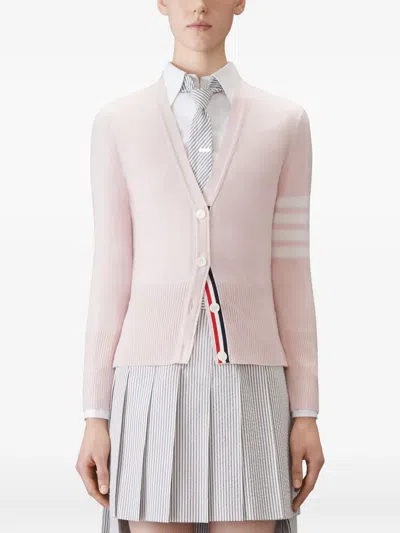 Thom Browne Four-bar Cashmere Cardigan In Pink