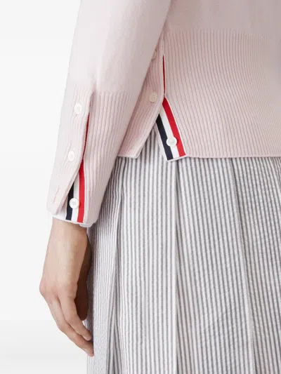 Thom Browne Four-bar Cashmere Cardigan In Pink