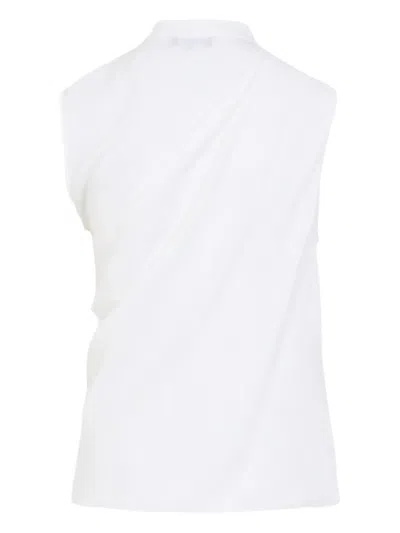 Giorgio Armani Draped Silk Shirt With High Collar In White