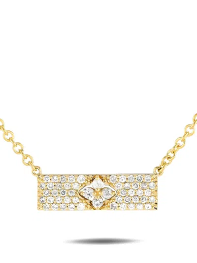 Pre-owned Lb Exclusive 14kt Yellow Gold Rectangle Diamond Necklace