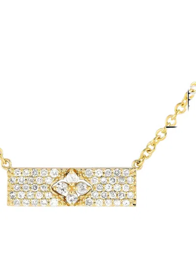 Pre-owned Lb Exclusive 14kt Yellow Gold Rectangle Diamond Necklace