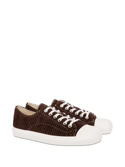 Moschino Corduroy Lace-up Sneakers In Brown